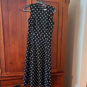 Calvin Klein Black and White Polka Dot Midi Dress